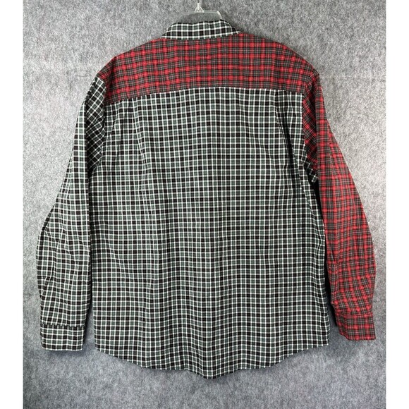 ST JOHNS BAY 2XL Color Block Plaid Patchwork Long Sleeve Button Retro - Picture 3 of 8